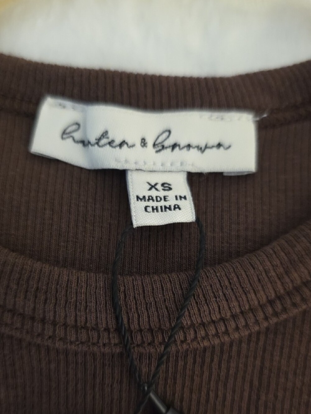 High-Neck Ribbed Crop Tank Top - Brown - Picture 2 of 11